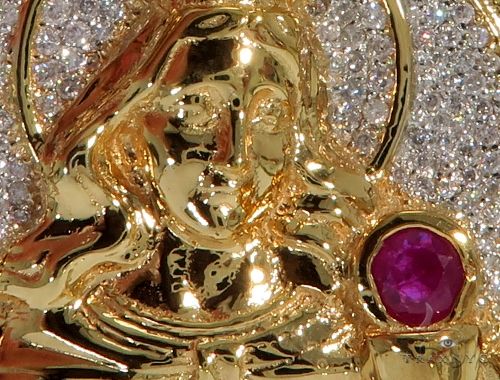 14K Two Tone Gold Round Cut Pave Diamond Santa Barbara Pendant 61404 - Image 3