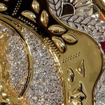 14K Two Tone Gold Round Cut Pave Diamond Santa Barbara Pendant 61404 - Image 4