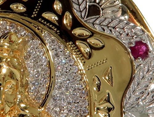 14K Two Tone Gold Round Cut Pave Diamond Santa Barbara Pendant 61404 - Image 4