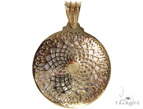 14K Two Tone Gold Round Cut Pave Diamond Santa Barbara Pendant 61404 - Image 5