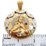 14K Two Tone Gold Round Cut Pave Diamond Santa Barbara Pendant 61404 - Image 7