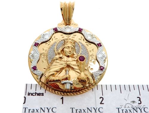 14K Two Tone Gold Round Cut Pave Diamond Santa Barbara Pendant 61404 - Image 7