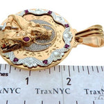 14K Two Tone Gold Round Cut Pave Diamond Santa Barbara Pendant 61404 - Image 8