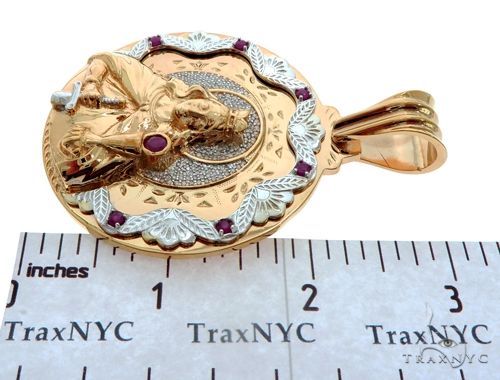 14K Two Tone Gold Round Cut Pave Diamond Santa Barbara Pendant 61404 - Image 8