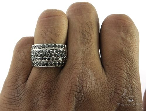 14K White Gold Black Diamond Band 64144 - Image 7