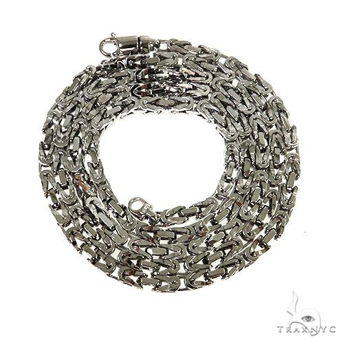 14K White Gold Byzantine Chain 28 Inches 3.8mm   67696 - Image 3