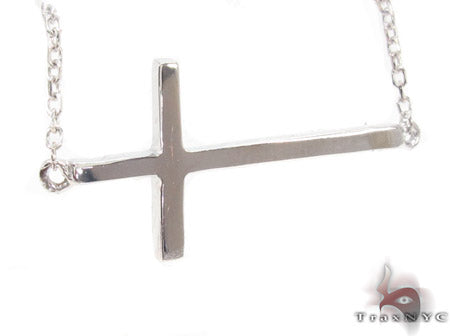 14K White Gold Cross Crucifix Necklace 33976 - Image 2