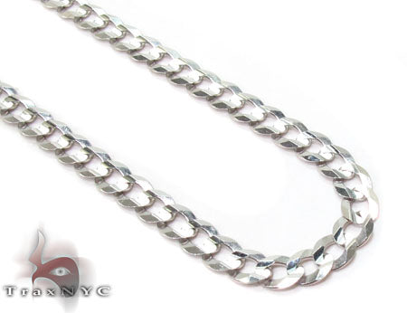 14K White Gold Solid Curb Link Chain 20 Inches 3.7mm   31653 - Image 1