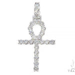 14K White Gold Diamond Ankh Cross Pendant 65520 - Image 1