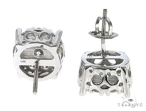 14K White Gold Diamond Cluster Stud Earrings 65522 - Image 3