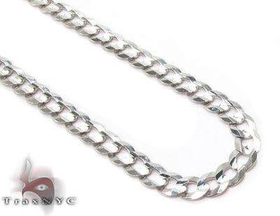 14K White Gold Solid Curb Chain 22 Inches 3.7mm   31656 - Image 1