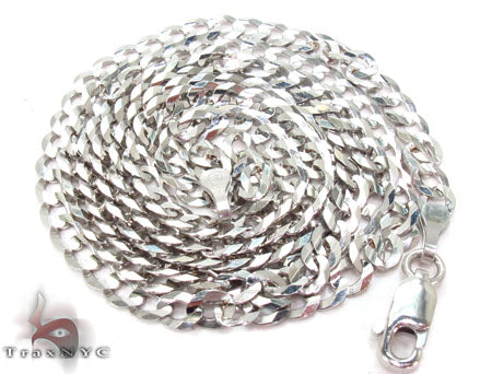 14K White Gold Solid Curb Chain 22 Inches 3.7mm   31656 - Image 5