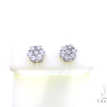 14K White Gold Diamond Flower Earrings. 63409 - Image 3