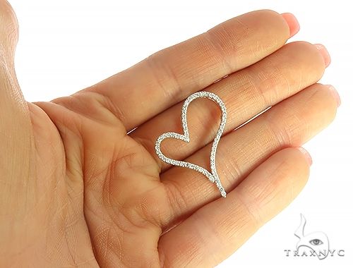 14K White Gold Diamond Heart Pendant 65866 - Image 5