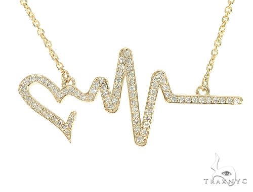14K White Gold Diamond Heartbeat Necklace 65519 - Image 8