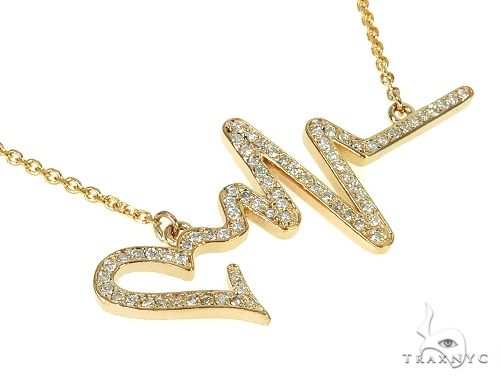 14K White Gold Diamond Heartbeat Necklace 65519 - Image 9