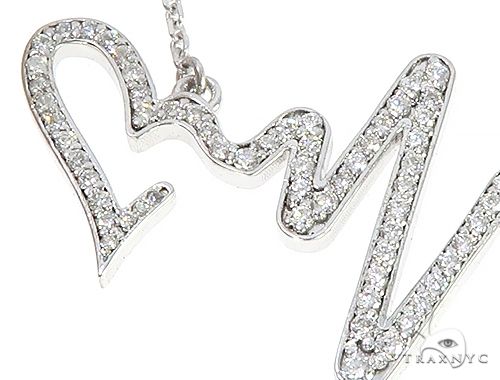 14K White Gold Diamond Heartbeat Necklace 65519 - Image 4