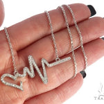 14K White Gold Diamond Heartbeat Necklace 65519 - Image 5