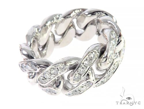 14K White Gold Diamond Miami Cuban Link Ring 65136 - Image 1
