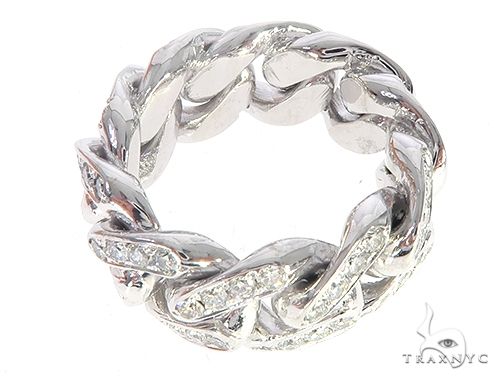 14K White Gold Diamond Miami Cuban Link Ring 65136 - Image 4