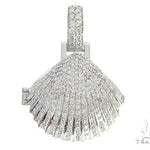 14K White Gold Diamond Special Custom Seashell Engraved Locket Pendant 65317 - Image 1