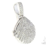 14K White Gold Diamond Special Custom Seashell Engraved Locket Pendant 65317 - Image 2