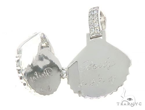 14K White Gold Diamond Special Custom Seashell Engraved Locket Pendant 65317 - Image 5