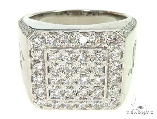 14K White Gold Diamond TraxNYC Ring With Logo 65962 - Image 2