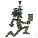 14K White Gold Green Diamonds Hatchet Man Pendant 63955 - Image 1