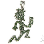 14K White Gold Green Diamonds Hatchet Man Pendant 63955 - Image 2