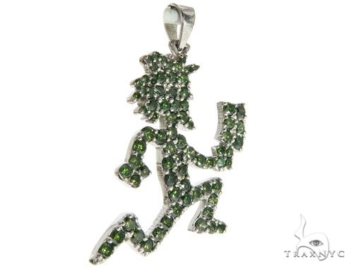 14K White Gold Green Diamonds Hatchet Man Pendant 63955 - Image 2