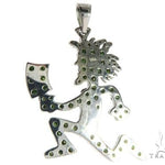 14K White Gold Green Diamonds Hatchet Man Pendant 63955 - Image 4