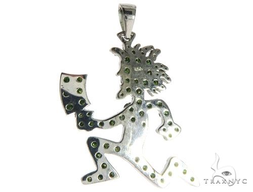 14K White Gold Green Diamonds Hatchet Man Pendant 63955 - Image 4