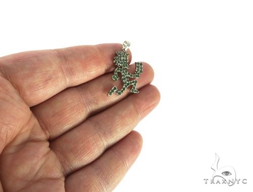 14K White Gold Green Diamonds Hatchet Man Pendant 63955 - Image 5