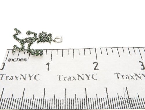 14K White Gold Green Diamonds Hatchet Man Pendant 63955 - Image 6