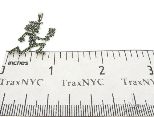 14K White Gold Green Diamonds Hatchet Man Pendant 63955 - Image 7
