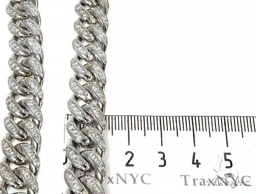 14K White Gold Miami Cuban Link Diamond Chain 66224 - Image 7
