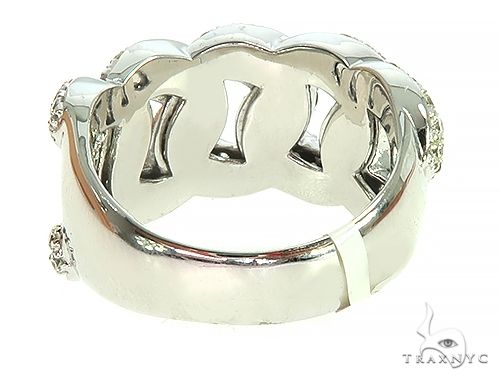 14K White Gold Miami Cuban Link Diamond Ring 65850 - Image 4