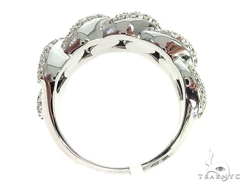 14K White Gold Miami Cuban Link Diamond Ring 65850 - Image 5