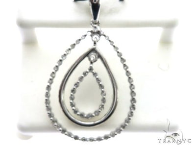 14K White Gold Micro Pave Diamond Stud Pendant 63146 - Image 1