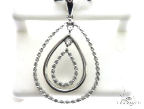 14K White Gold Micro Pave Diamond Stud Pendant 63146 - Image 1