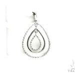 14K White Gold Micro Pave Diamond Stud Pendant 63146 - Image 2
