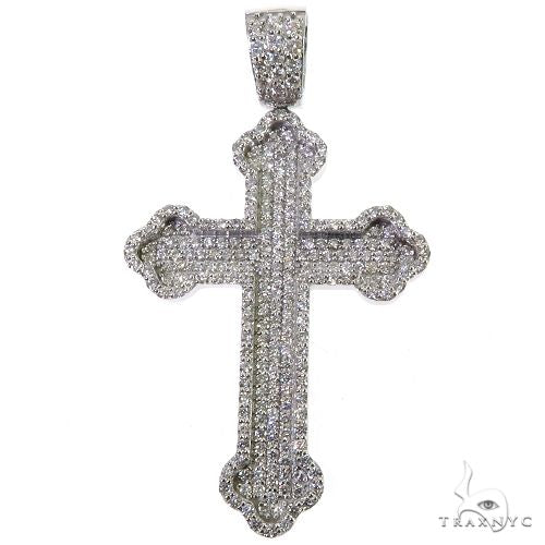 14K White Gold Pave Diamond Roman Cross 68132 - Image 1