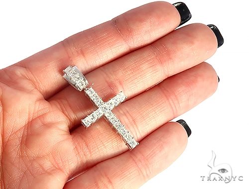 14K White Gold Princess Cut Diamond Manhattan Cross 65382 - Image 5