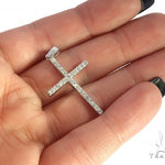14K White Gold Prong Diamond Cross Pendant 65448 - Image 5