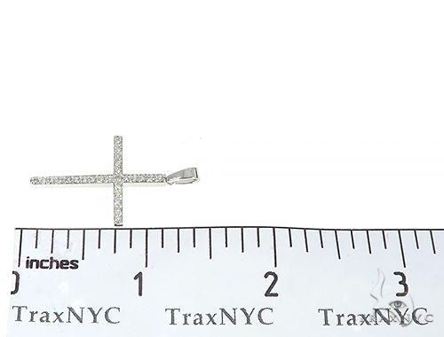 14K White Gold Prong Diamond Cross Pendant 65448 - Image 7