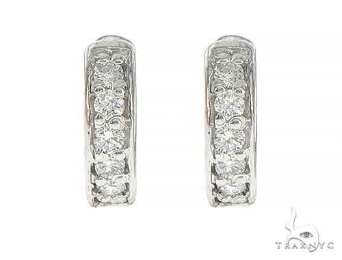 14K Gold Prong Diamond Hoops Earring 65453 - Image 1