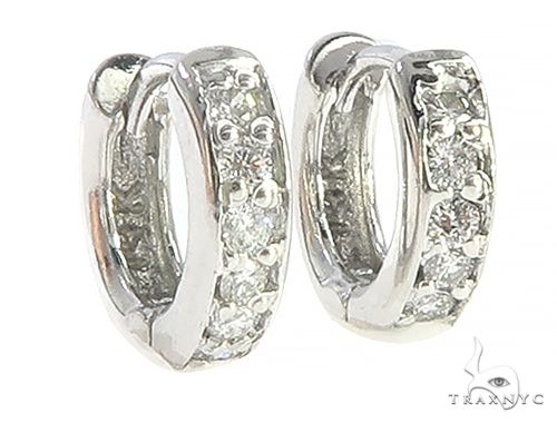 14K Gold Prong Diamond Hoops Earring 65453 - Image 2