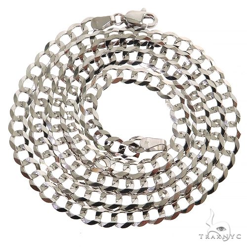 14K White Gold Solid Curb Link Chain 20 Inches 4.5mm   31652 - Image 3