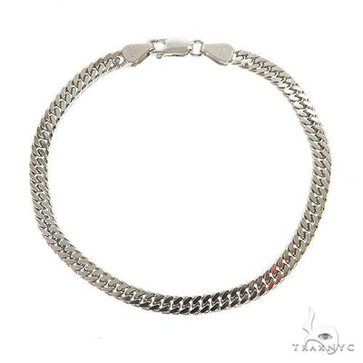 14K White Gold Solid Double Curb Link Bracelet 8 Inches 4.6mm 68968 - Image 1